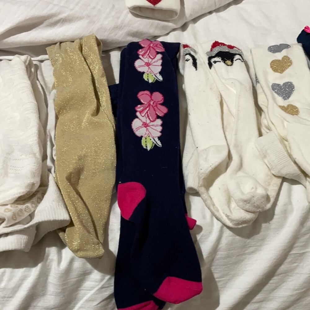 Girls footed Tights bundle 8 pair size 4 euc or 2 pair nwot . - Picture 7 of 8